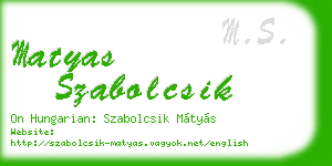 matyas szabolcsik business card